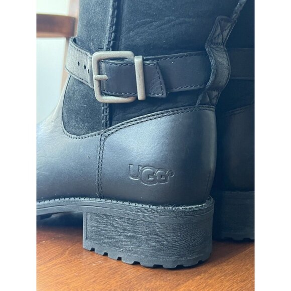 UGG Pernille Convertible Boots Black Women’s Sz 6 Wool Leather Warm Booties - Picture 7 of 12